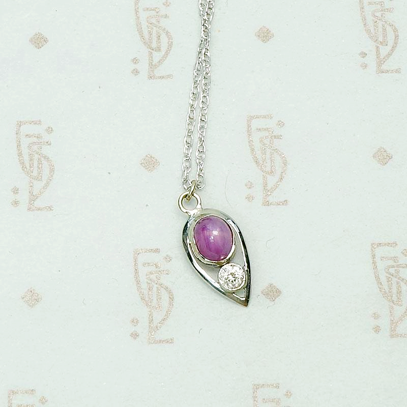 Mid Century Star Ruby & Diamond Pendant