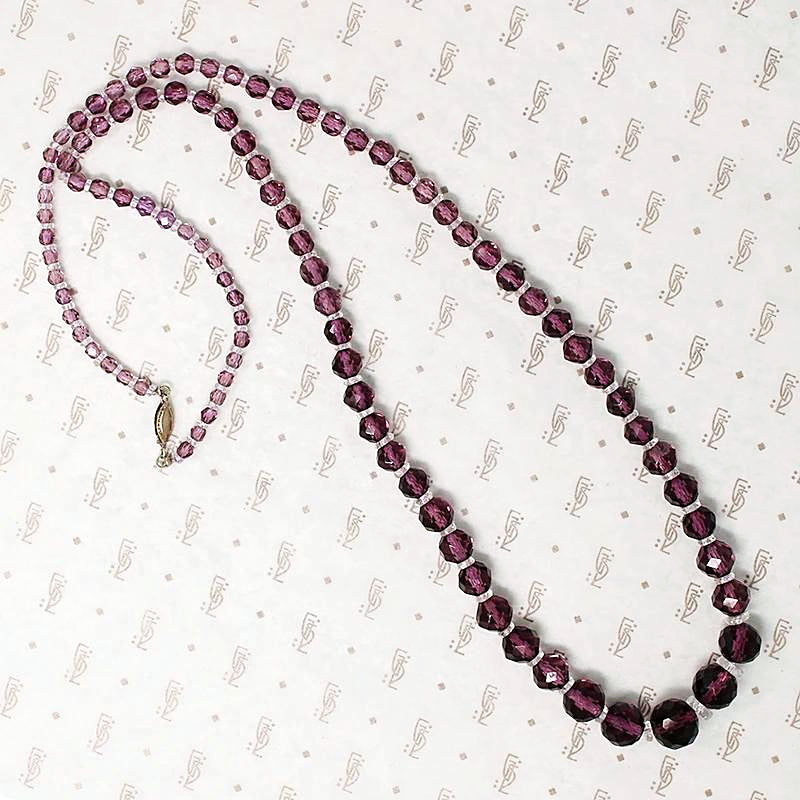Royal Purple Art Deco Bead Necklace