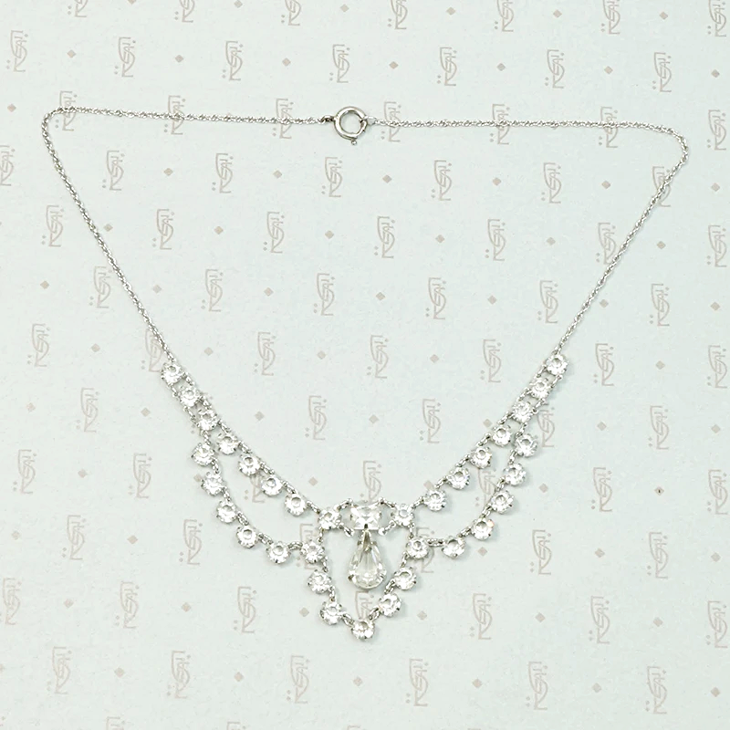 Sparkling Crystal Art Deco Swag Necklace