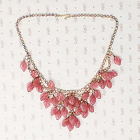 All the Pink Glass & Rhinestone Swag Necklace