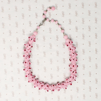 Clustered Blossoms Pink Glass Bead Choker