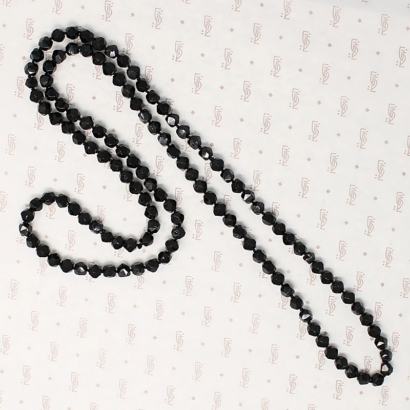 Victorian English Moulded Black Glass Beads