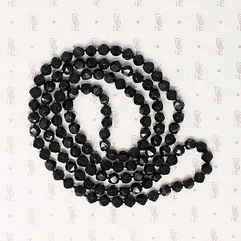Victorian English Moulded Black Glass Beads