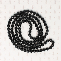 Long Victorian English Black Glass Bead Necklace