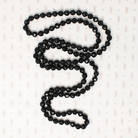 Long Victorian English Black Glass Bead Necklace
