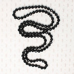Long Victorian English Black Glass Bead Necklace