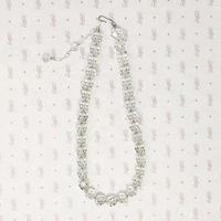 Glittering Crystal Beads on Silver Chain Necklace