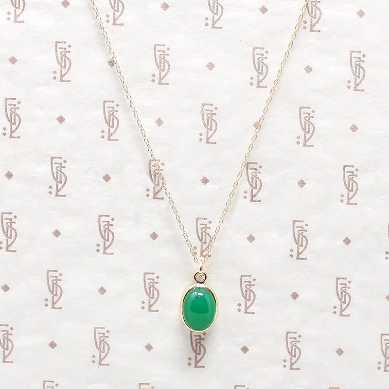 Divine Green Chrysoprase Pendant in Gold
