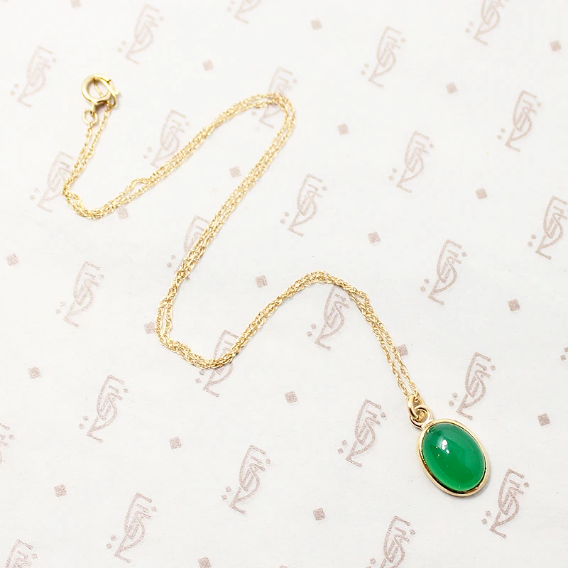 Divine Green Chrysoprase Pendant in Gold