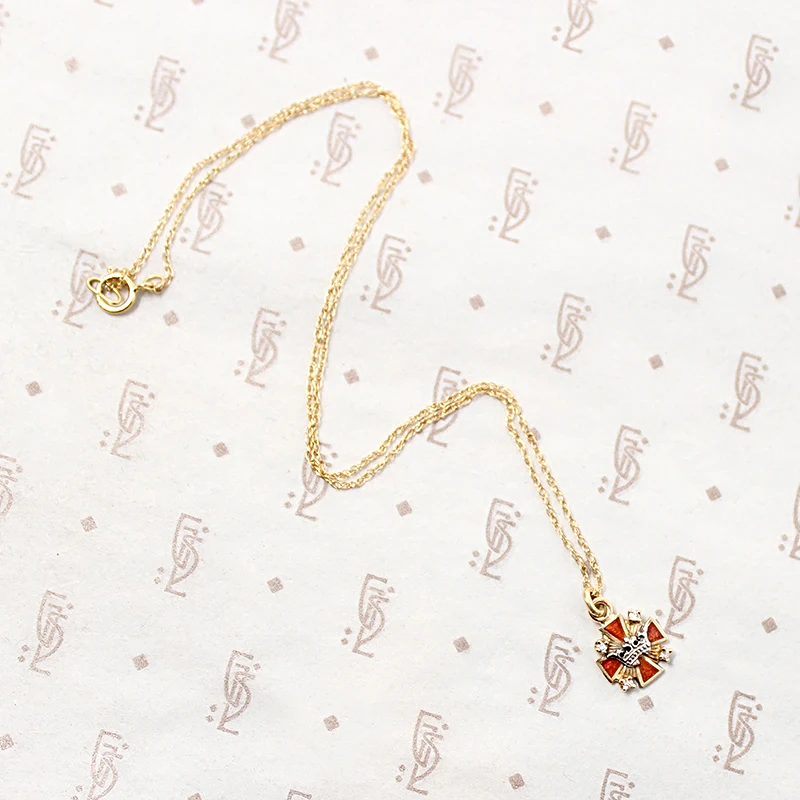 Tiny French Cross & Crown Conversion Pendant