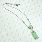 Carved Jade Art Deco Necklace with Silver Links