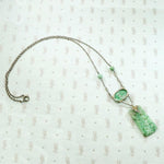 Carved Jade Art Deco Necklace with Silver Links