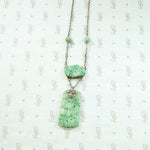 Carved Jade Art Deco Necklace with Silver Links