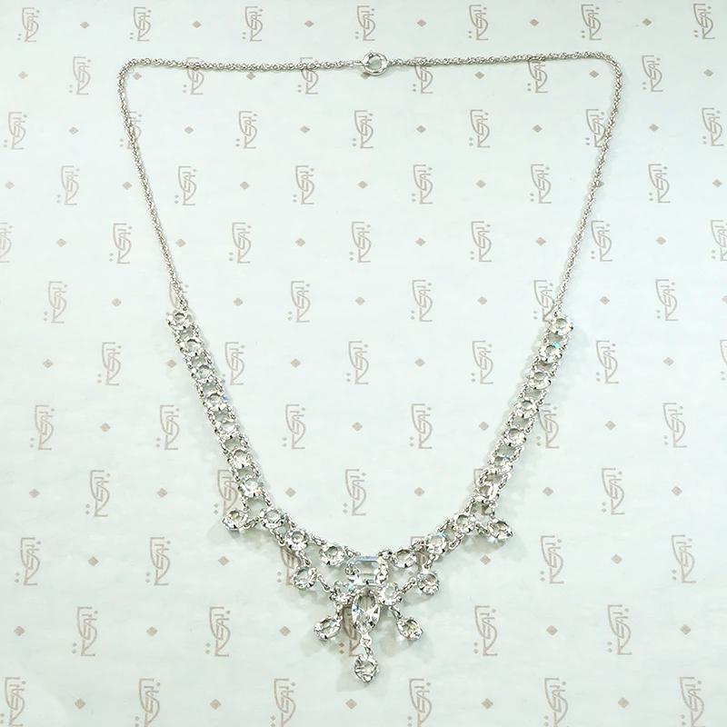 Dazzling Deco Crystal Swag Necklace