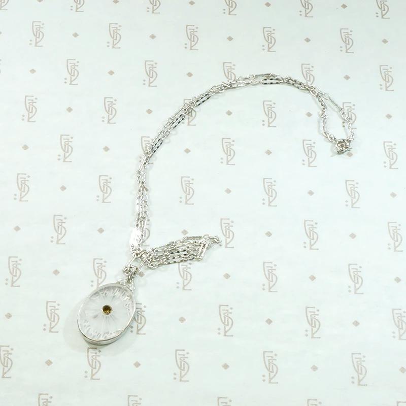 Delicate Filigreed Camphor Glass Necklace
