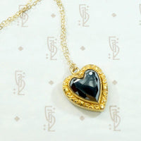 Pretty Faceted Hematite Heart Pendant