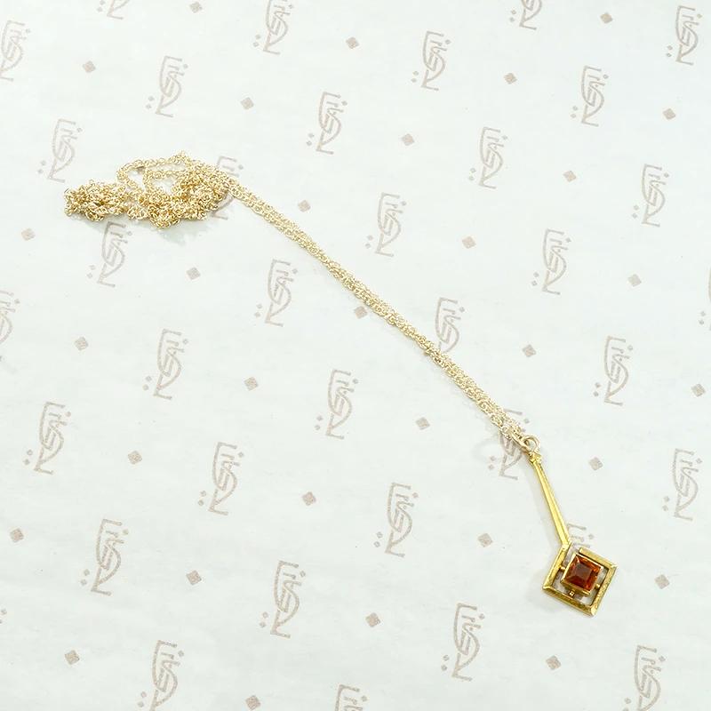 Geometric Gold & Citrine Conversion Pendant
