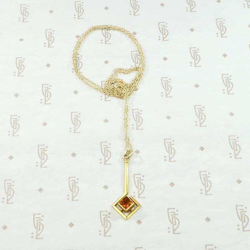 Geometric Gold & Citrine Conversion Pendant