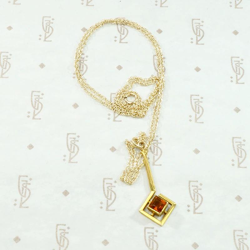 Geometric Gold & Citrine Conversion Pendant