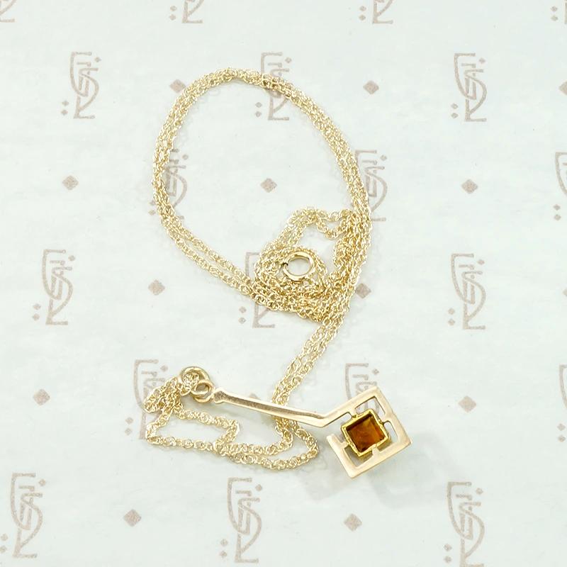 Geometric Gold & Citrine Conversion Pendant