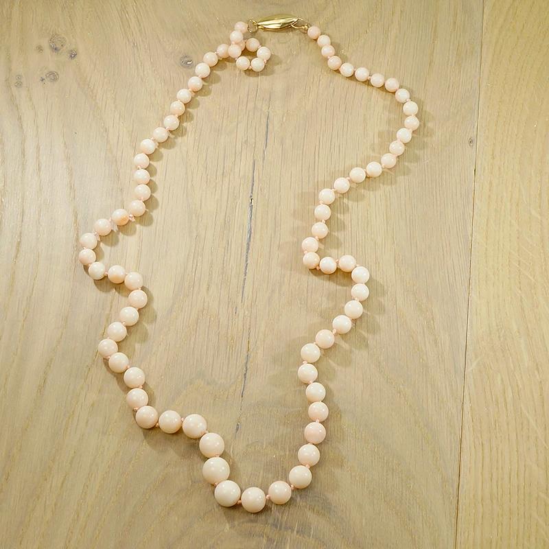 Blushing Angel Skin Coral Beads with Gold Clasp