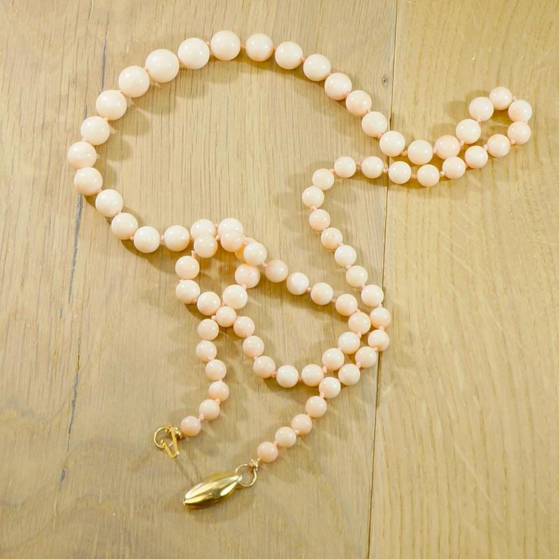 Blushing Angel Skin Coral Beads with Gold Clasp