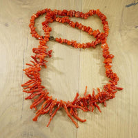 Fiery Red Branch Bead Necklace