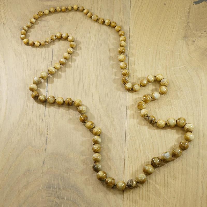 Graduated Petrified Mastodon Tusk Bead Necklace