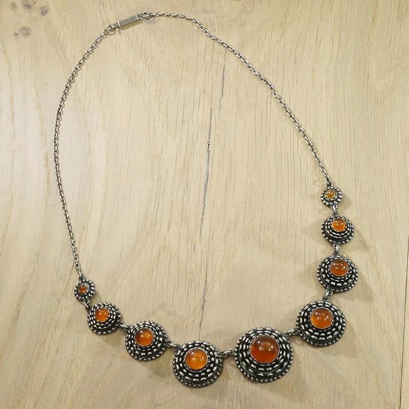 Rich Amber in Russian Silver Necklace