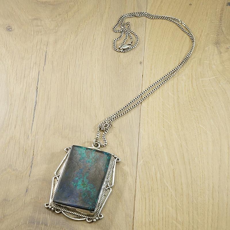 Vivid Azurite in Sterling Silver Overlay Pendant