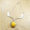Modernist Amber & Silver Pectoral Necklace