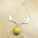 Modernist Amber & Silver Pectoral Necklace