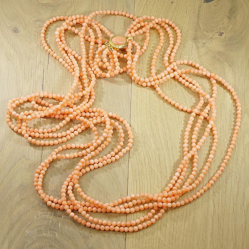 Five Supple Strands of Blushing Pink Beads
