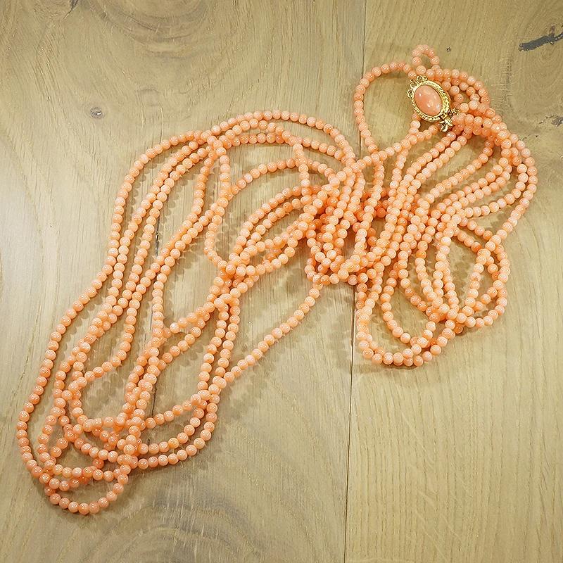 Five Supple Strands of Blushing Pink Beads
