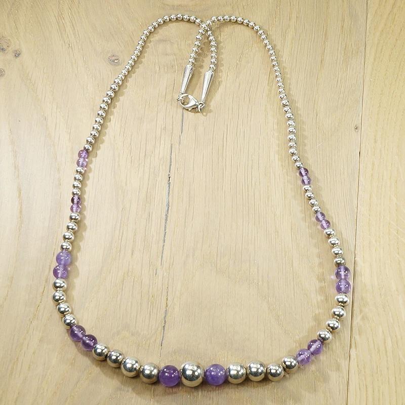 Fun New Wave Silver & Amethyst Bead Necklace