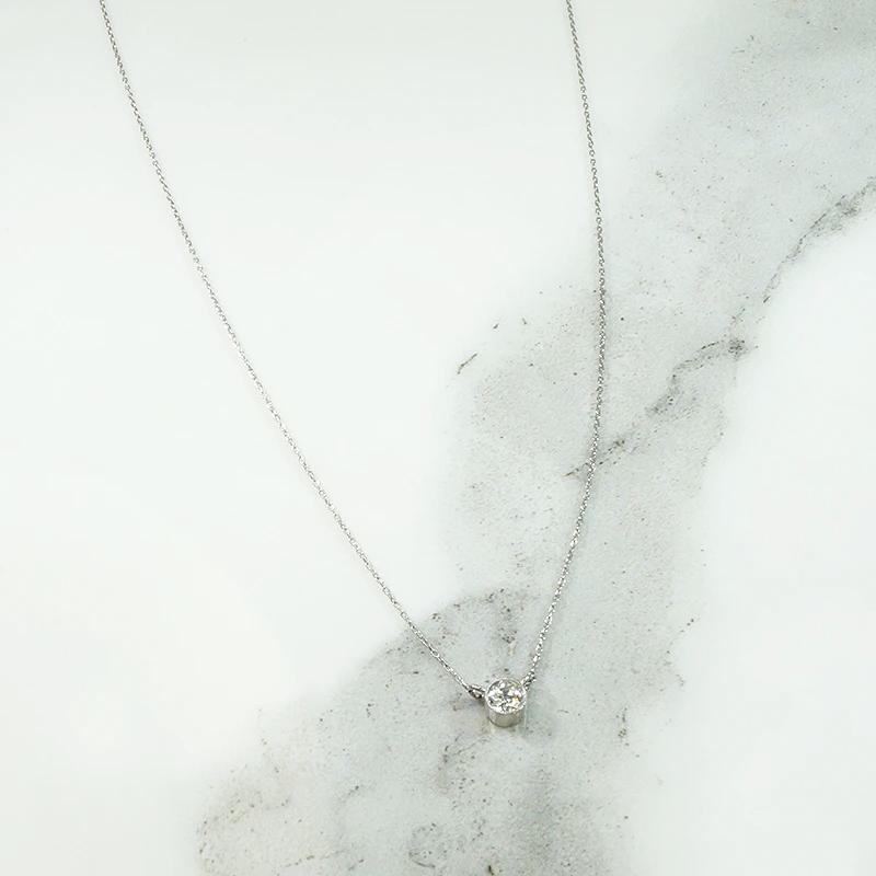 Old Mine Cut Diamond Solitaire Pendant in Platinum