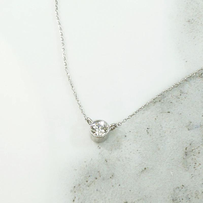 Old Mine Cut Diamond Solitaire Pendant in Platinum