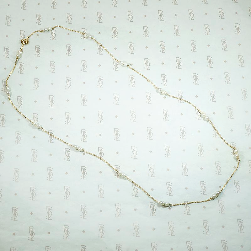 pearl studded gold rope chain necklace