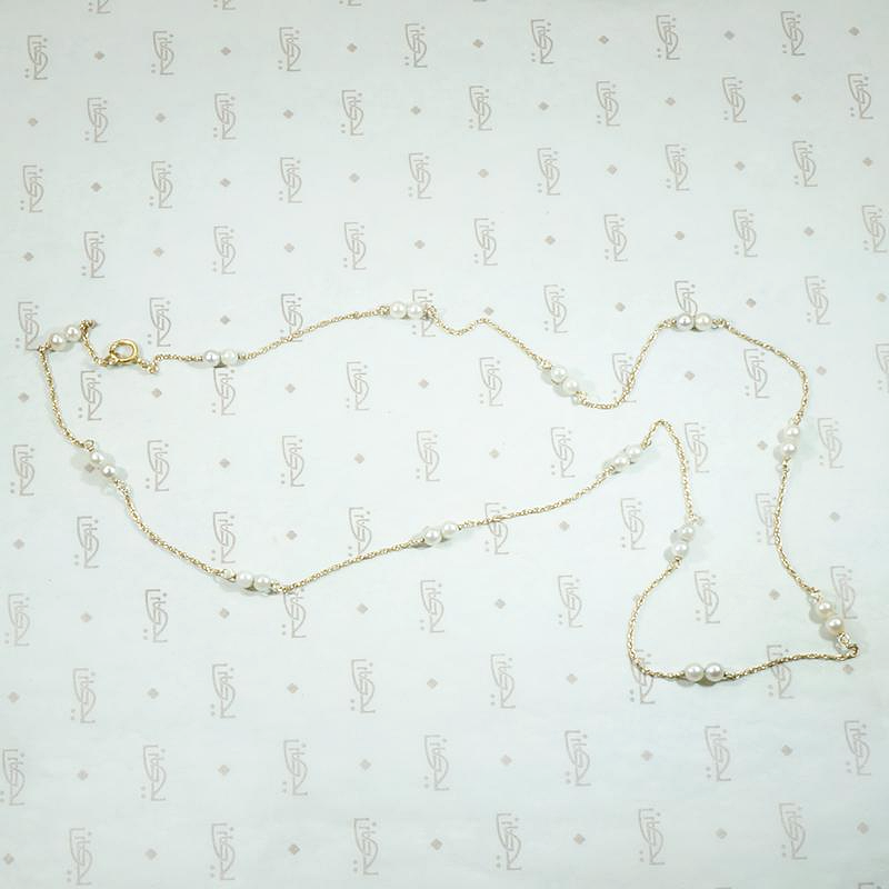 pearl studded gold rope chain necklace