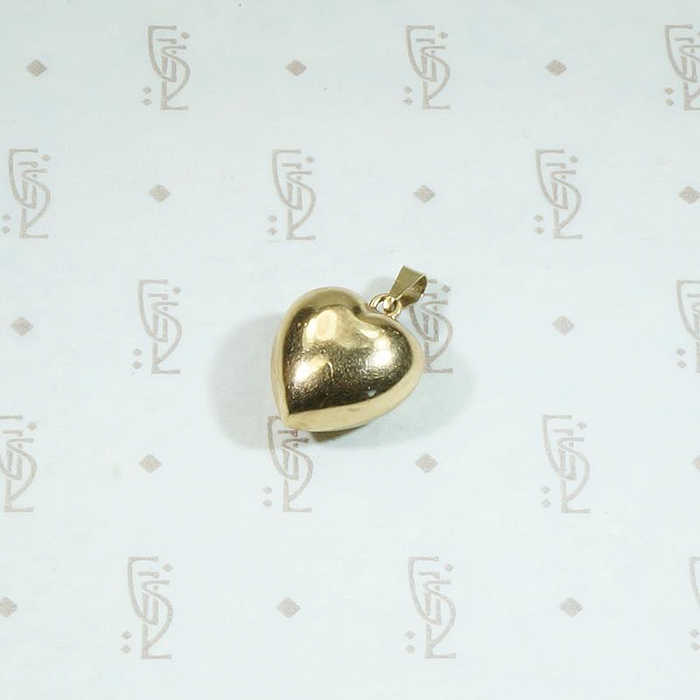 vintage gold puffy heart charm