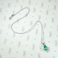 Verdant Pear Cut Emerald Pendant in White Gold