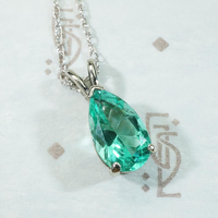 Verdant Pear Cut Emerald Pendant in White Gold