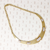 Chic Disco Era 14k Gold Collar with Diamond Encrusted Links