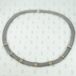 Elegant 80's Italian Gold & Silver Mesh Necklace