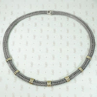 Elegant 80's Italian Gold & Silver Mesh Necklace