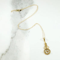 Dainty Engraved Gold Lavalier with Diamond