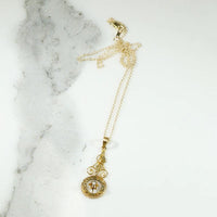 Dainty Engraved Gold Lavalier with Diamond