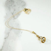 Dainty Engraved Gold Lavalier with Diamond