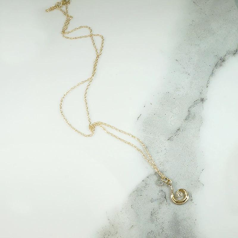 Art Nouveau Gold Spiral Diamond Pendant