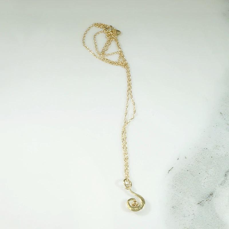 Art Nouveau Gold Spiral Diamond Pendant